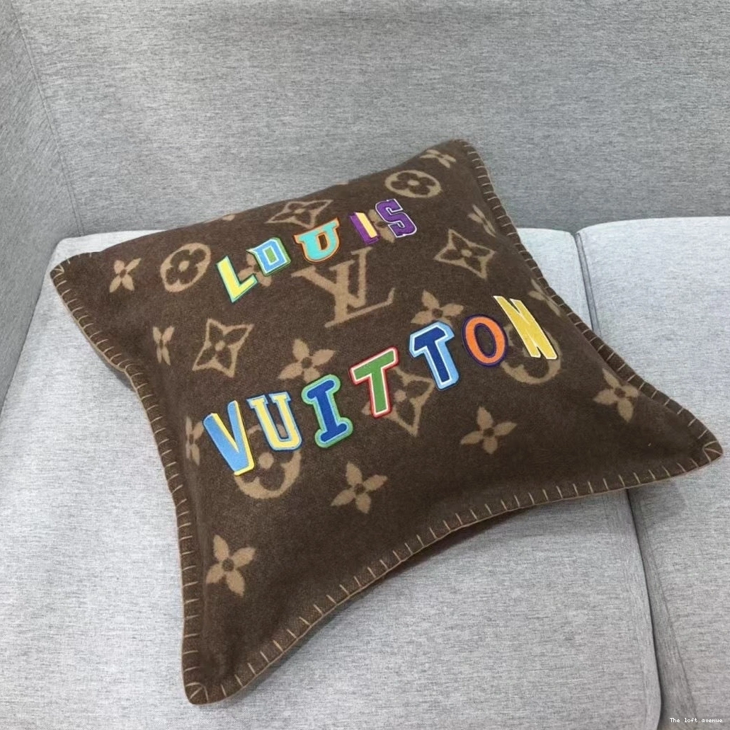 PILLOW THROW CUSTOM LV LETTERS WOOL 0812